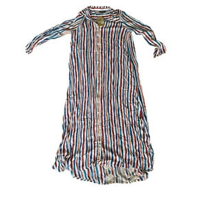 NWT Andree By Unit Women's Multicolor Striped Button Down Shirt Dress Size Small